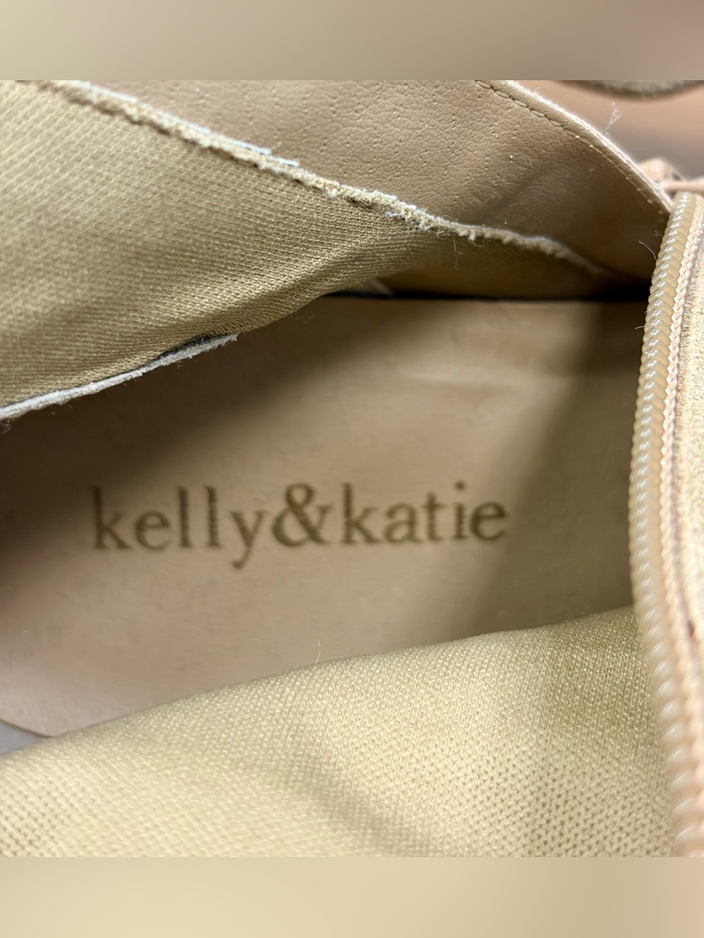 Kelly & Katie Vida Mid Calf Slouchy Leather Suede Heeled Boots Tan Round Toe 9 - Picture 12 of 16